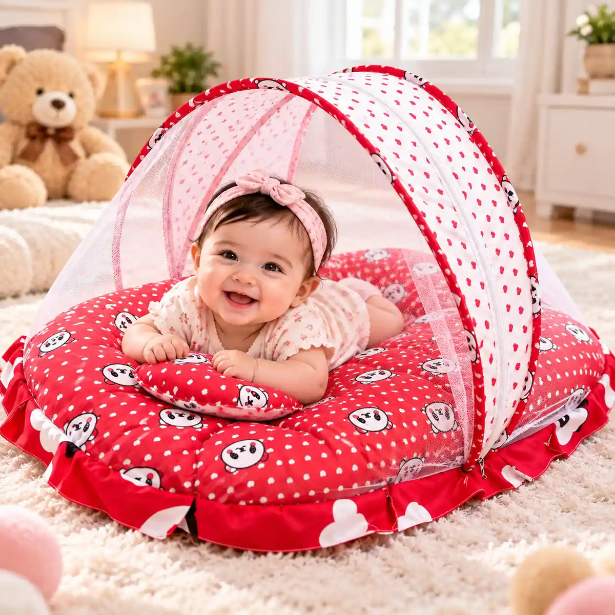 Baby Bed with Mosquito Net – Soft, Comfortable & Protective Baby Sleeping Bed