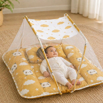 Baby Bed with Mosquito Net – Safe & Comfortable Sleeping Nest for Newborns | Foldable & Portable