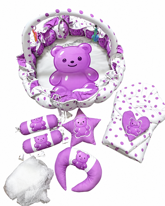 Premium 11-Piece Baby Bedding Set with Mosquito Net – Soft & Comfortable Newborn Baby Bed | Teddy