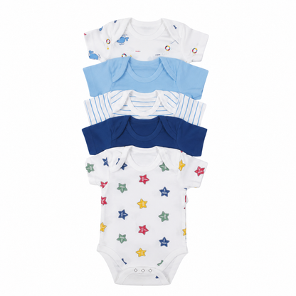 NexaBaby™ 5-Piece Newborn Body Suits Set (100% Cotton)
