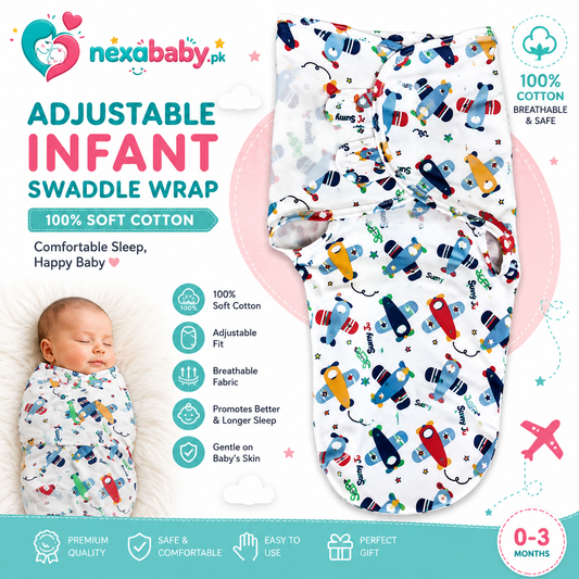 NexaBaby™ Baby Swaddle Wrap – 100% Cotton Adjustable Sleep Sack