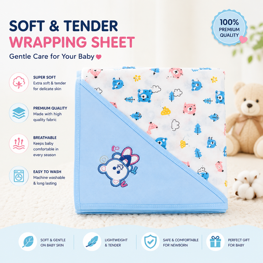 NexaBaby™ Soft & Tender Wrapping Sheet – 100% Premium Cotton Newborn