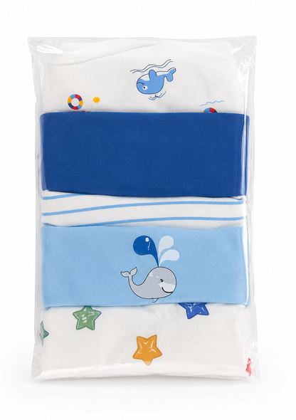 NexaBaby™ 5-Piece Newborn Body Suits Set (100% Cotton)