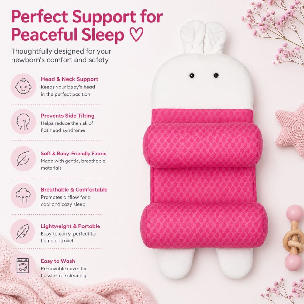 Premium Baby Head Support Pillow Set – Soft, Safe & Breathable