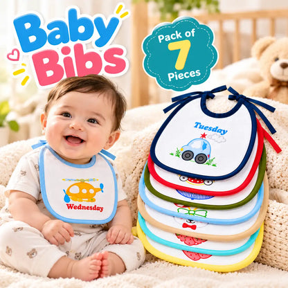 Pack of 7 Baby Bibs – Soft & Colorful Everyday Feeding Bibs