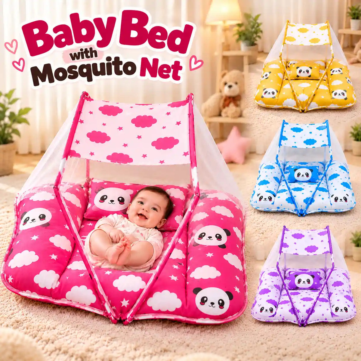 Premium Baby Mosquito Net Bed – Soft, Portable & Protective Baby Bed