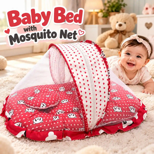 Baby Bed with Mosquito Net – Soft, Comfortable & Protective Baby Sleeping Bed